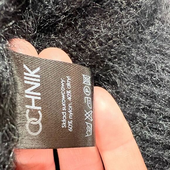 Ochnik Fuzzy Sweater Women's XXL Black Nylon Blend Crew Neck Pullover - Picture 6 of 11